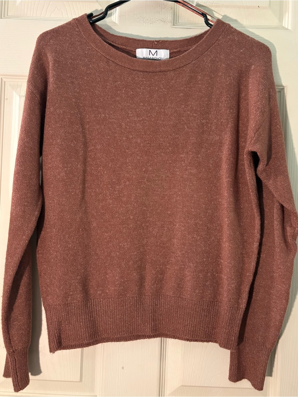 Magaschoni Cozy Crewneck Sweater in Dusty Rose Brown